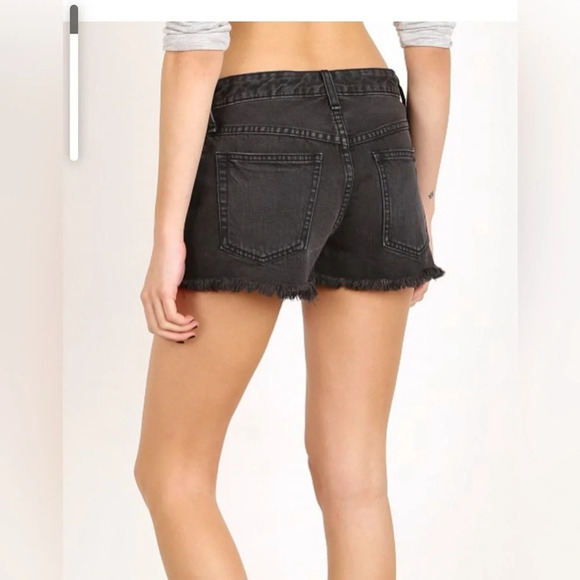 Free People distressed high waisted mom jean shorts blackRock Denim Uptown Short - Picture 3 of 7